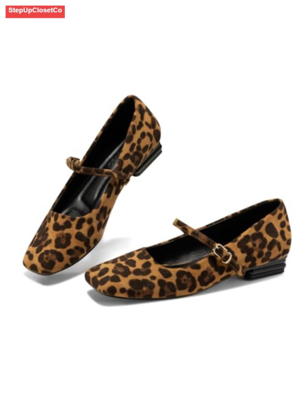 Mary Jane Flats Patent Leather Square Toe Buckle Slip On Dressy